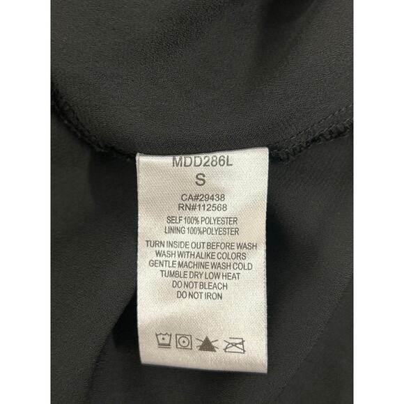 Miss Me Black Paisley Mini Dress Boho Peasant Sheer Sleeve Size S Festival Chic - Picture 7 of 8